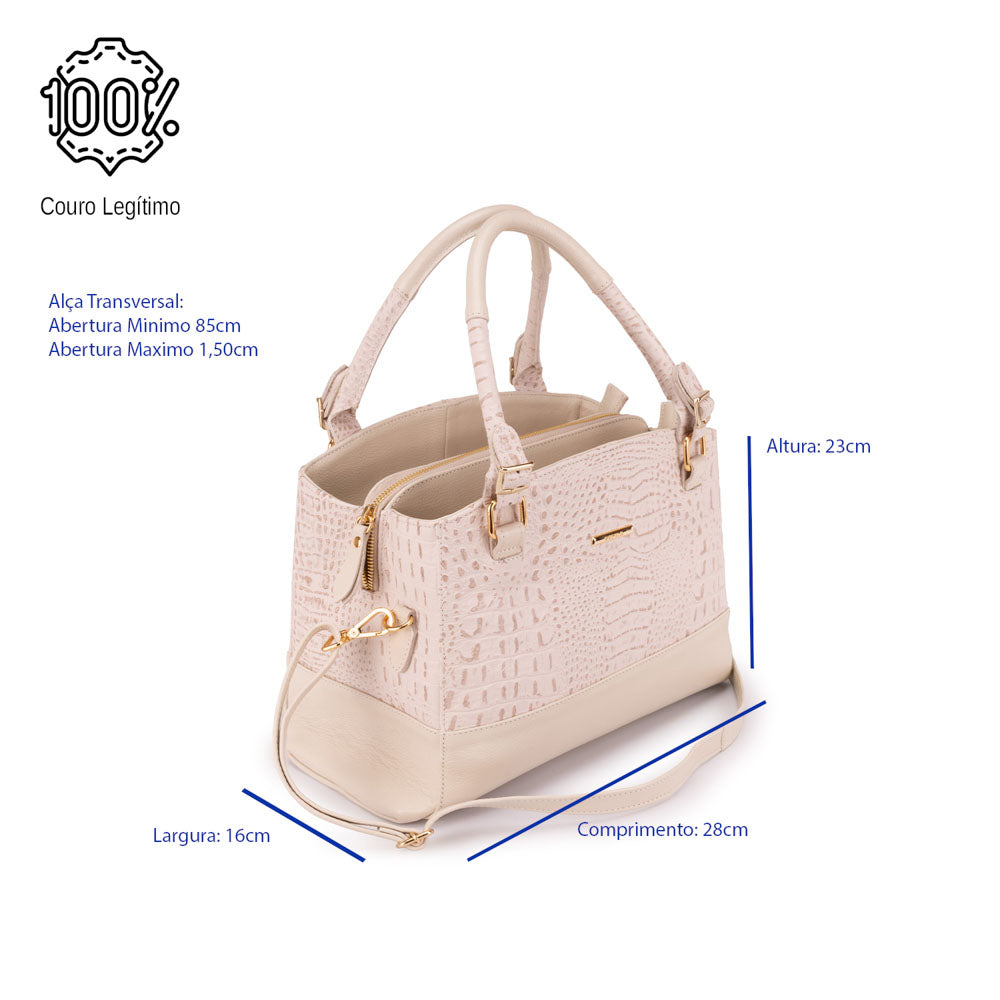 Bolsa Mão Transversal Média Couro Off White Madrid