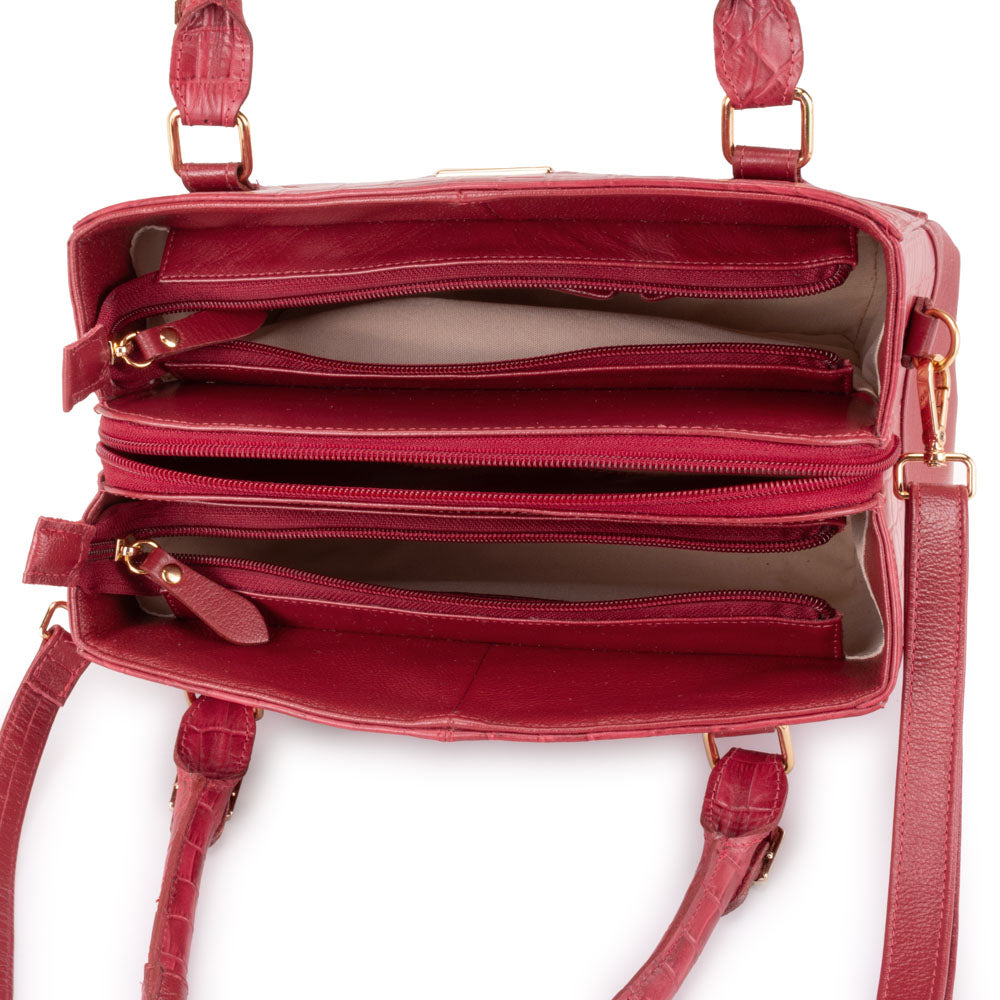 Bolsa Mão Transversal Média Couro Vermelho Madrid