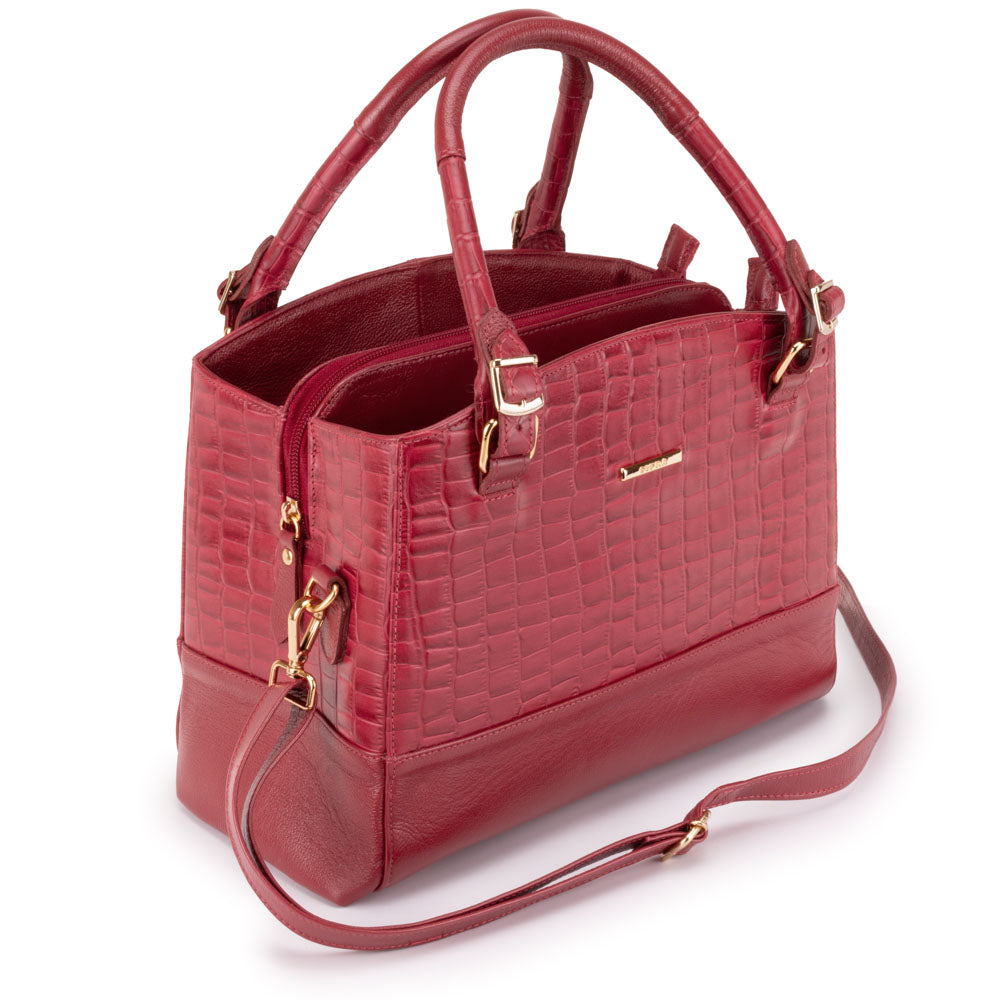 Bolsa Mão Transversal Média Couro Vermelho Madrid