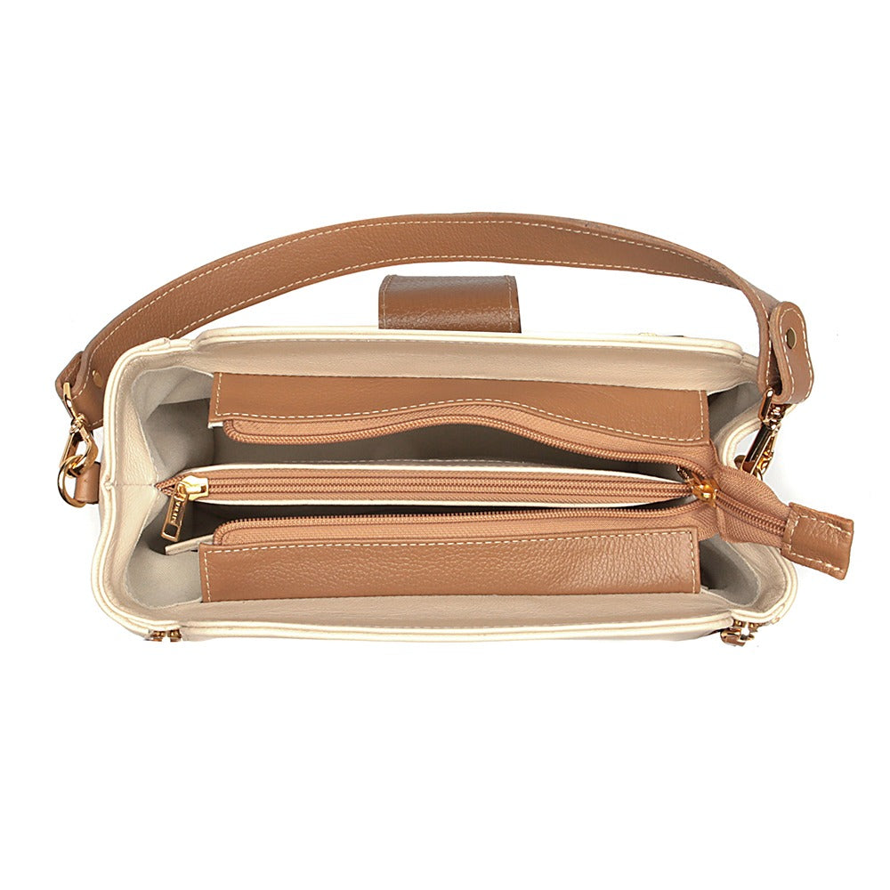 Bolsa Média Couro Off White Mary Classic