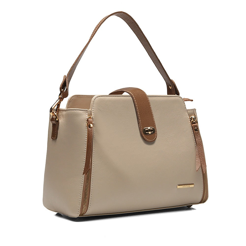 Bolsa Média Couro Off White Mary Classic