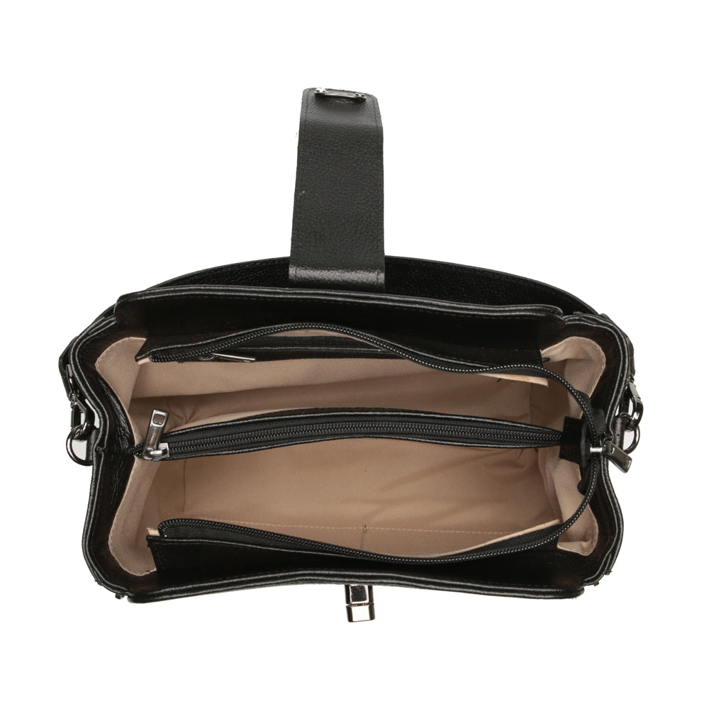 Bolsa Média Couro Preta Mary Classic