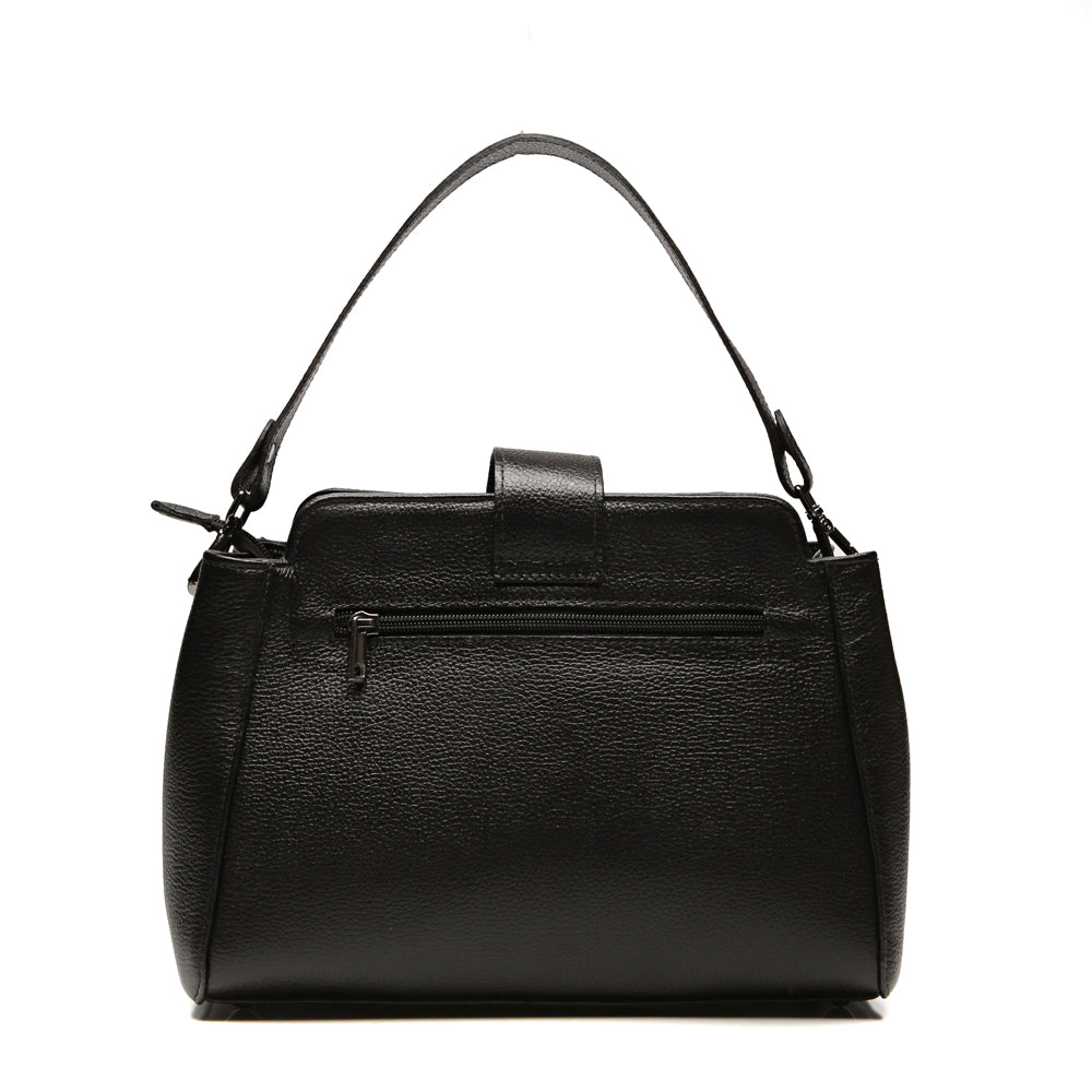 Bolsa Média Couro Preta Mary Classic