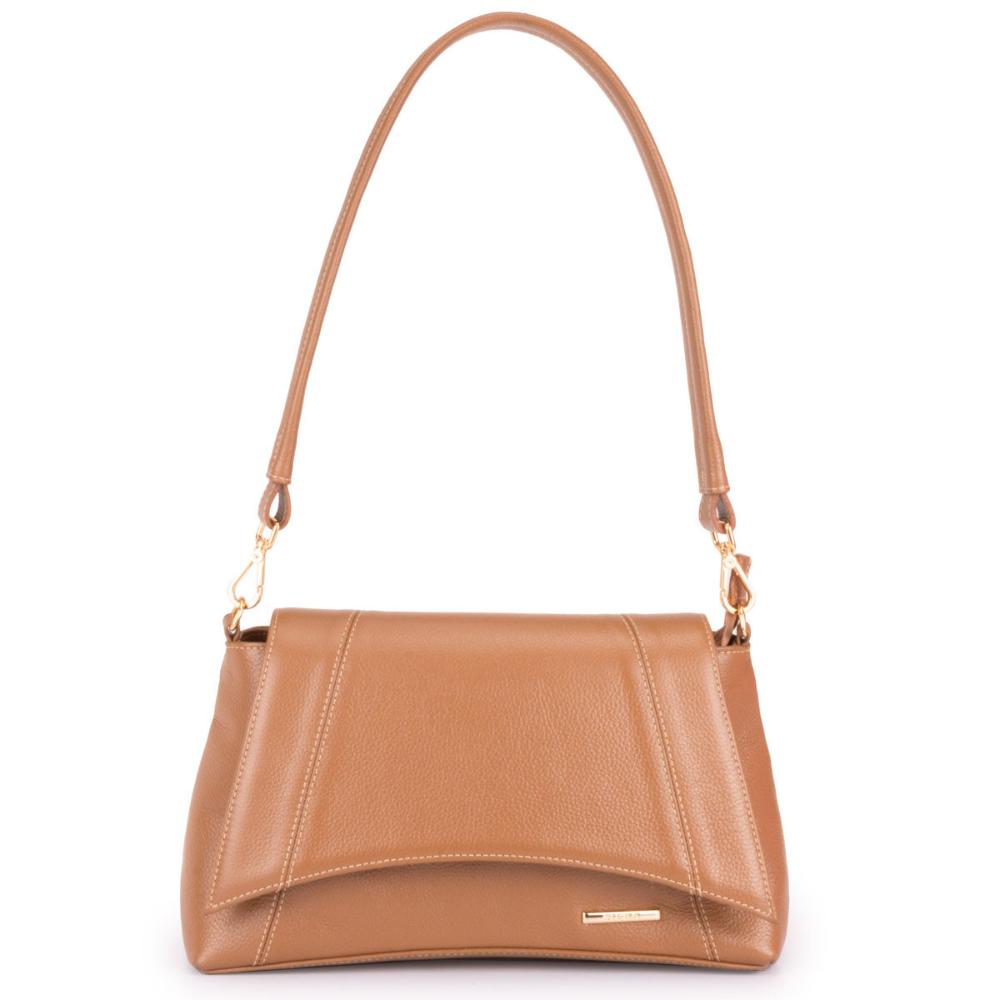 Bolsa Média de Ombro Couro Caramelo Martina