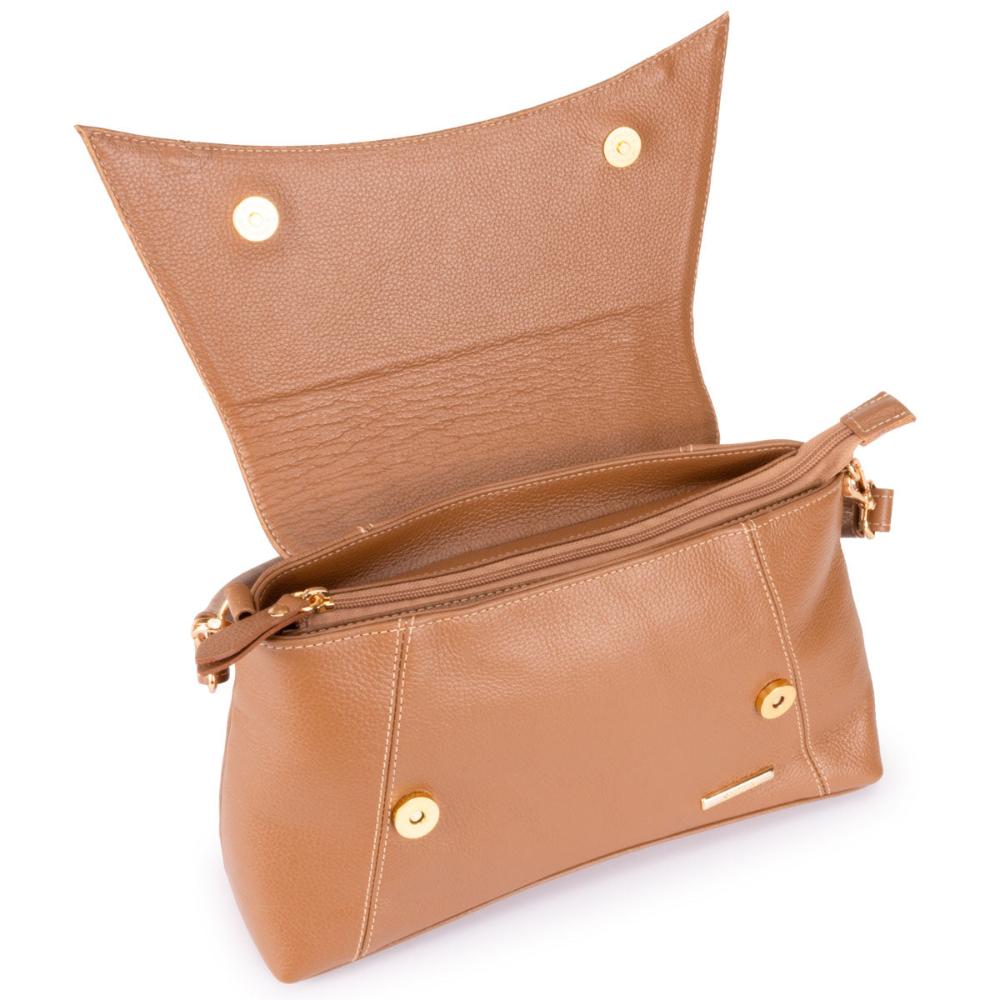 Bolsa Média de Ombro Couro Caramelo Martina