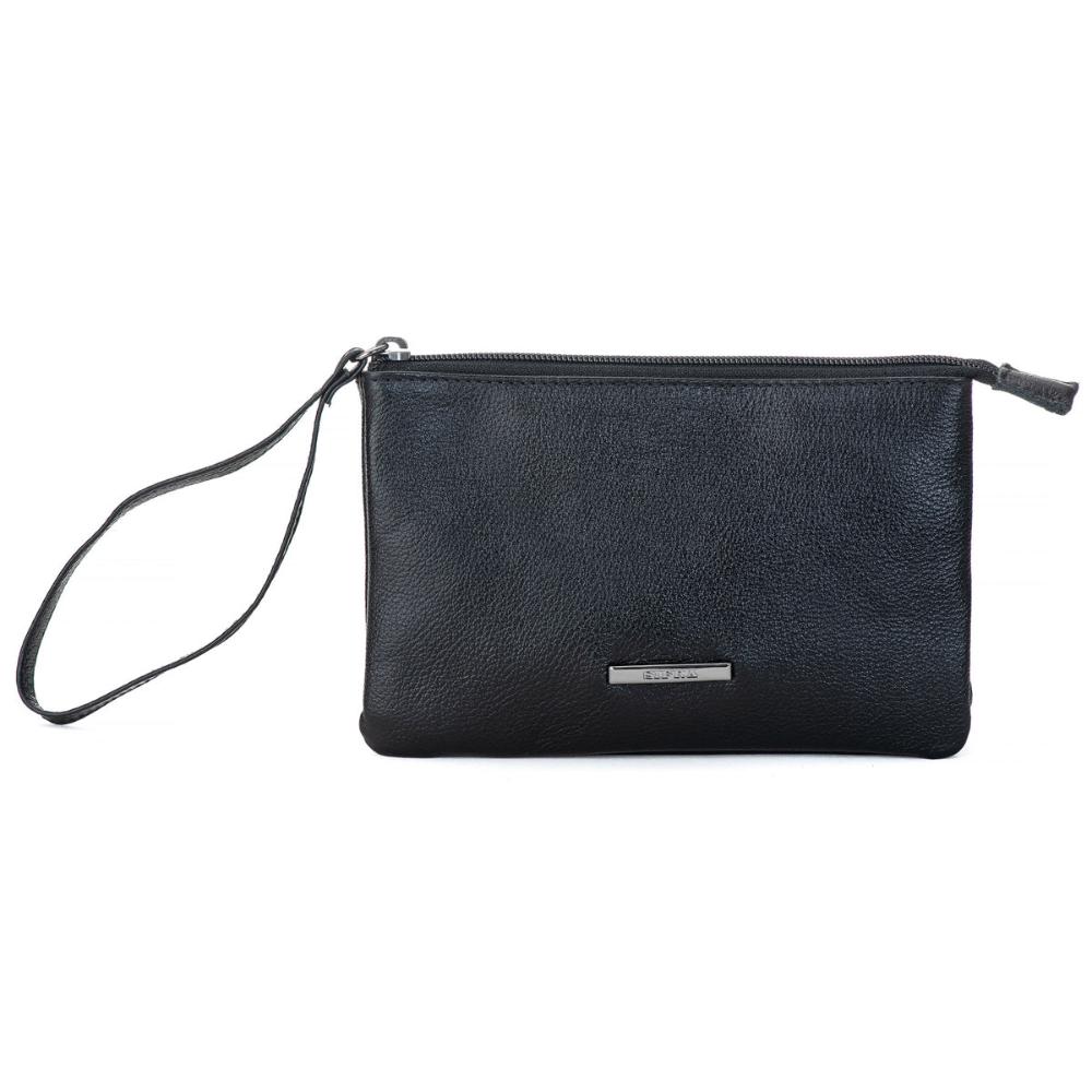 Bolsa Nécessaire Mão Couro Preta Lia
