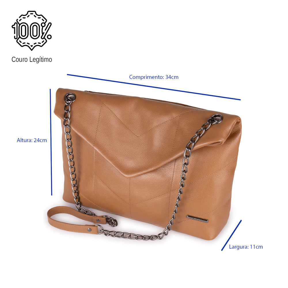 Bolsa Ombro Envelope Couro Caramelo Viena