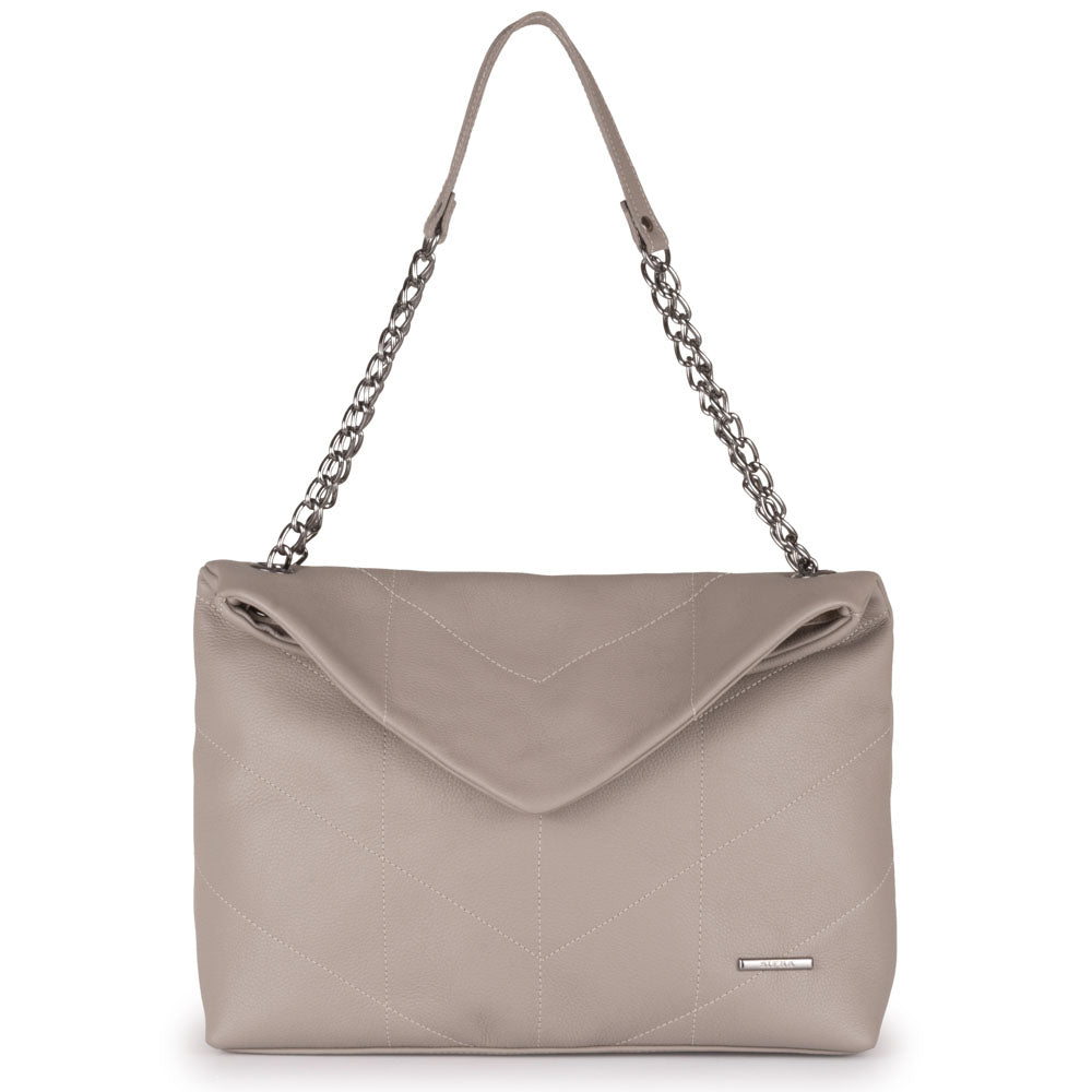 Bolsa Ombro Envelope Couro Cinza Viena
