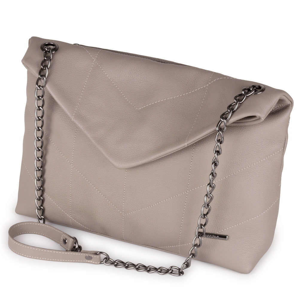 Bolsa Ombro Envelope Couro Cinza Viena