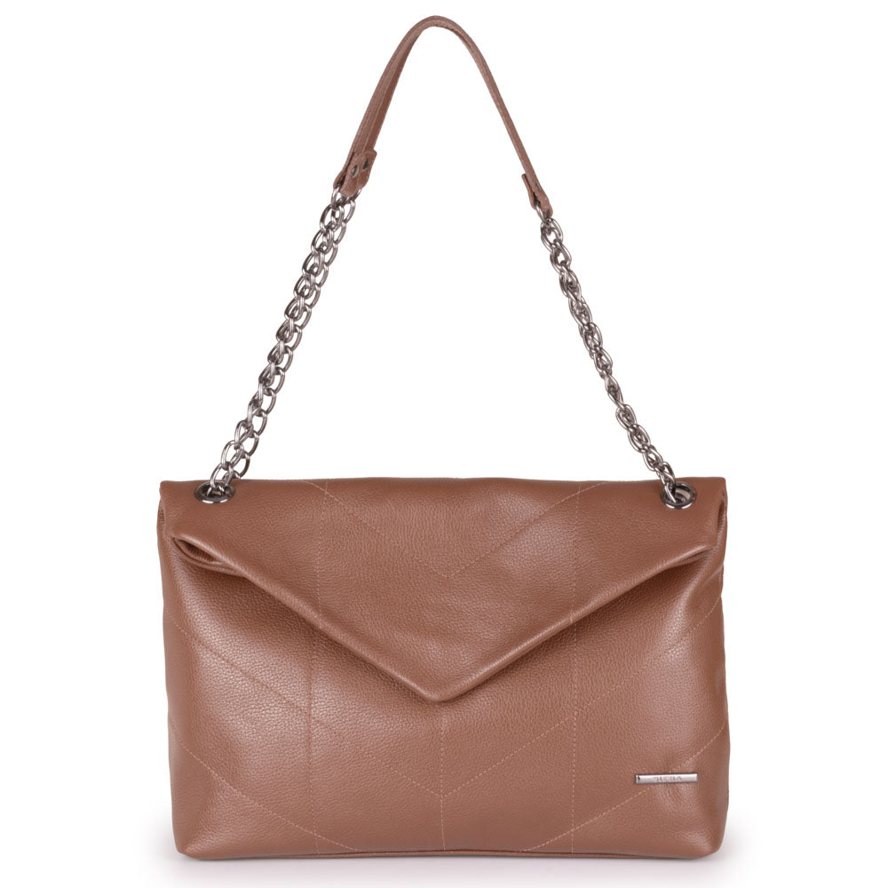 Bolsa Ombro Envelope Couro Marrom Viena