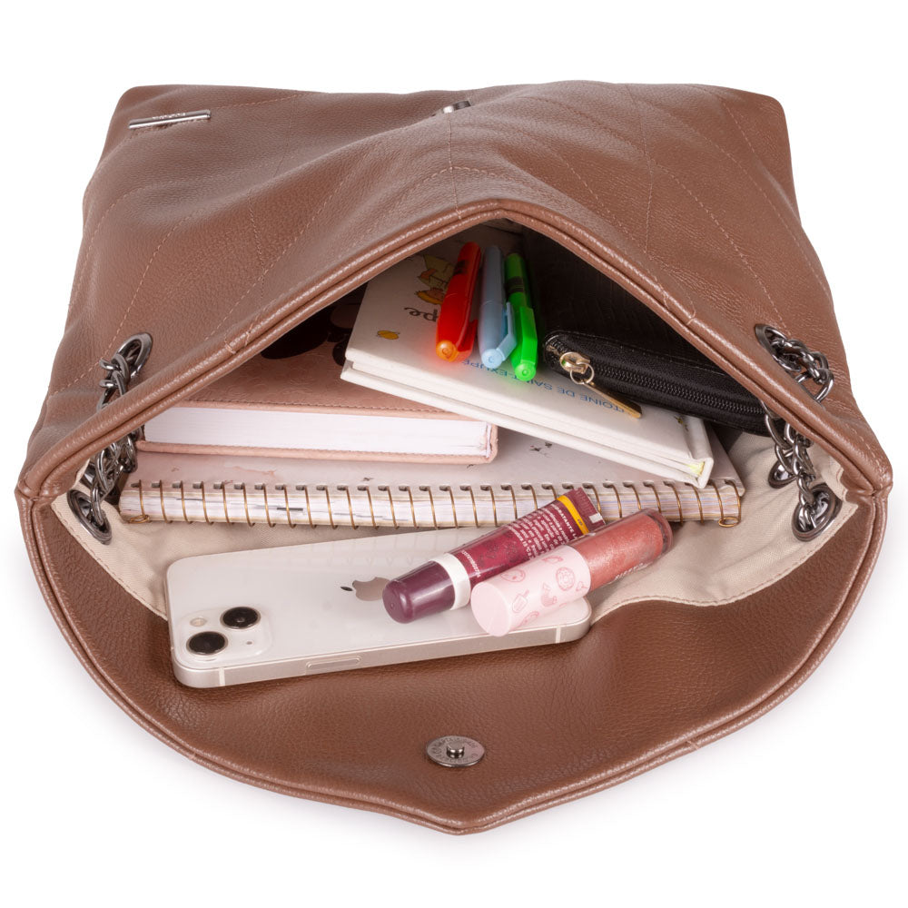 Bolsa Ombro Envelope Couro Marrom Viena