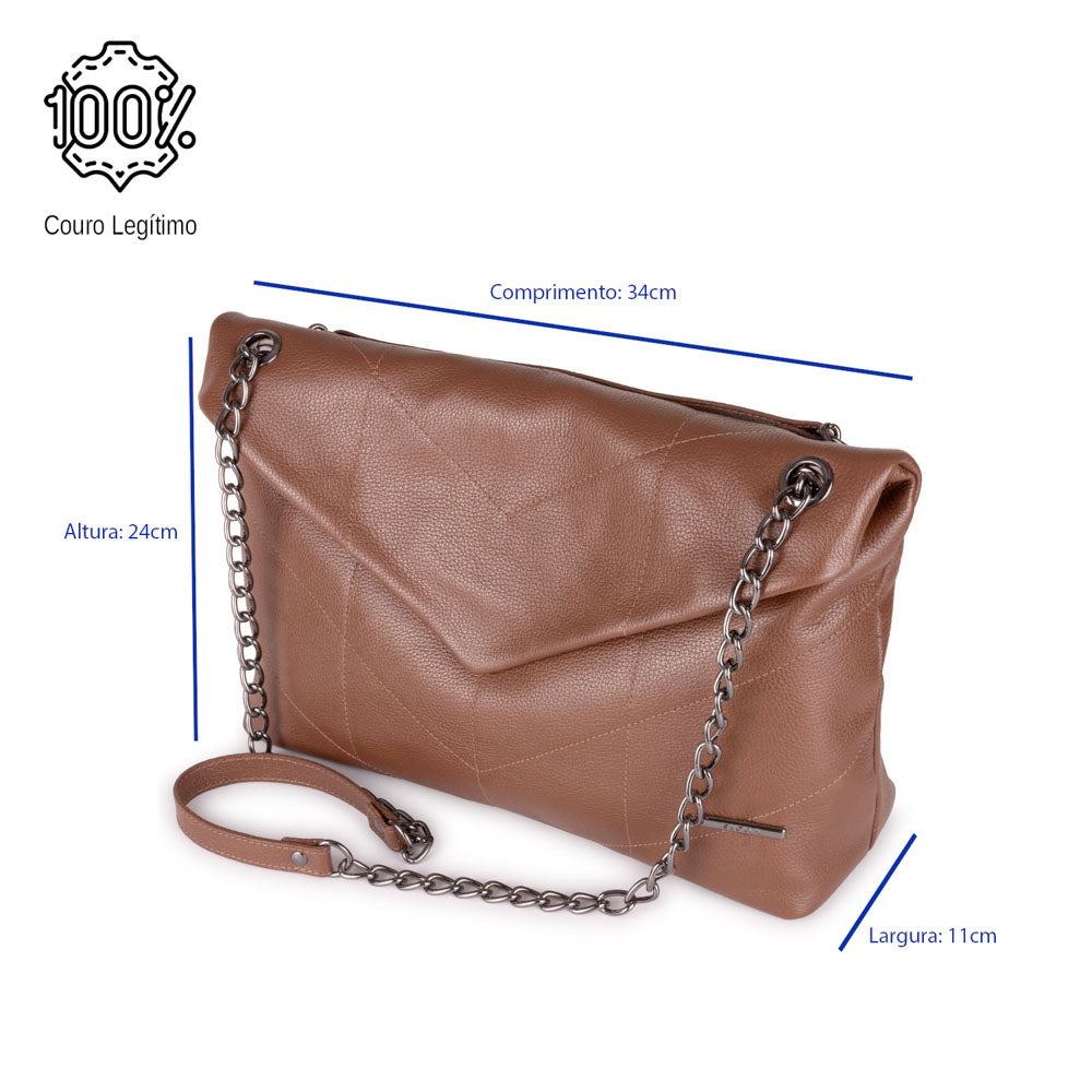 Bolsa Ombro Envelope Couro Marrom Viena