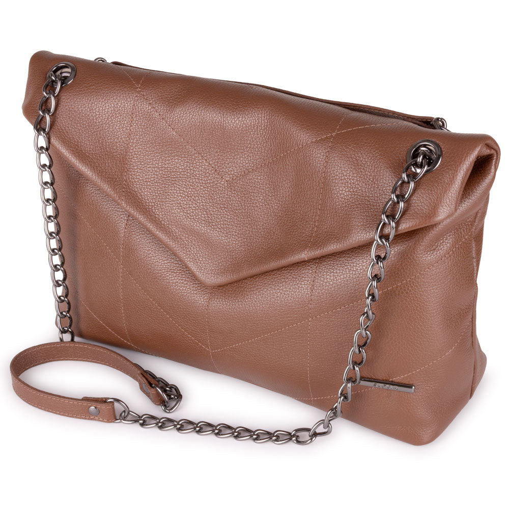 Bolsa Ombro Envelope Couro Marrom Viena