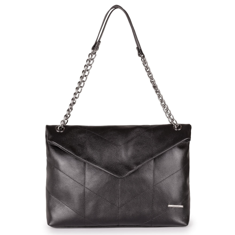 Bolsa Ombro Envelope Couro Preto Viena