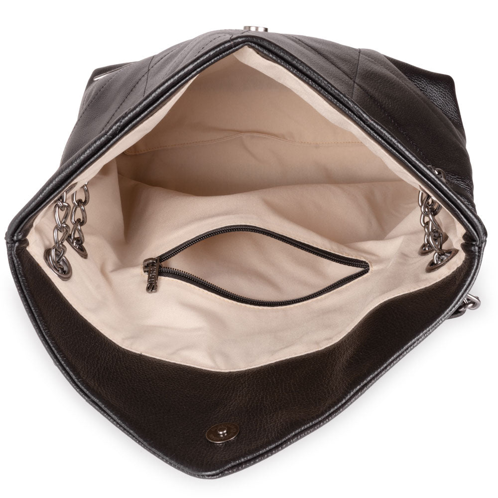 Bolsa Ombro Envelope Couro Preto Viena