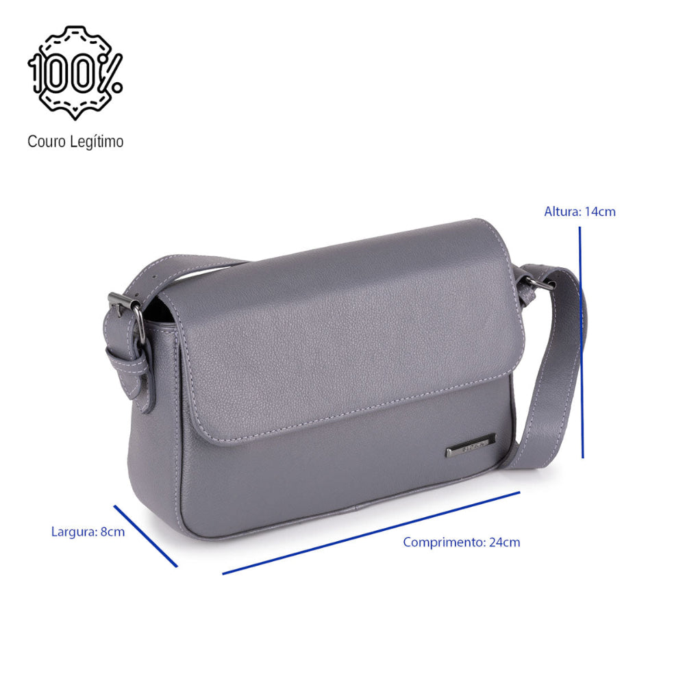 Bolsa Ombro Média Couro Grafite Ibiza