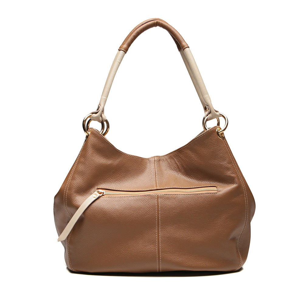 Bolsa Saco Com Divisórias Couro Caramelo Charlotte