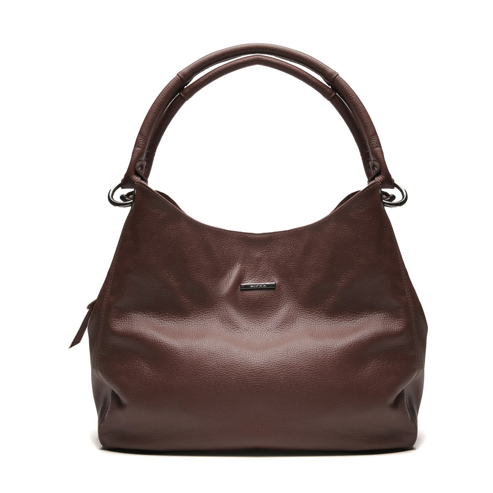 Bolsa Saco Com Divisórias Couro Marrom Charlotte