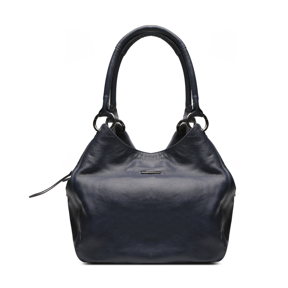 Bolsa Saco Com Divisórias Couro Azul Charlotte