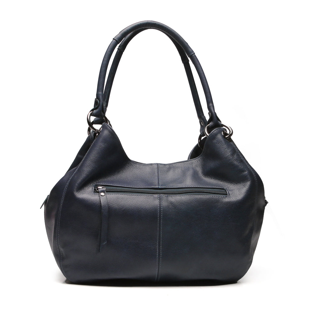 Bolsa Saco Com Divisórias Couro Azul Charlotte