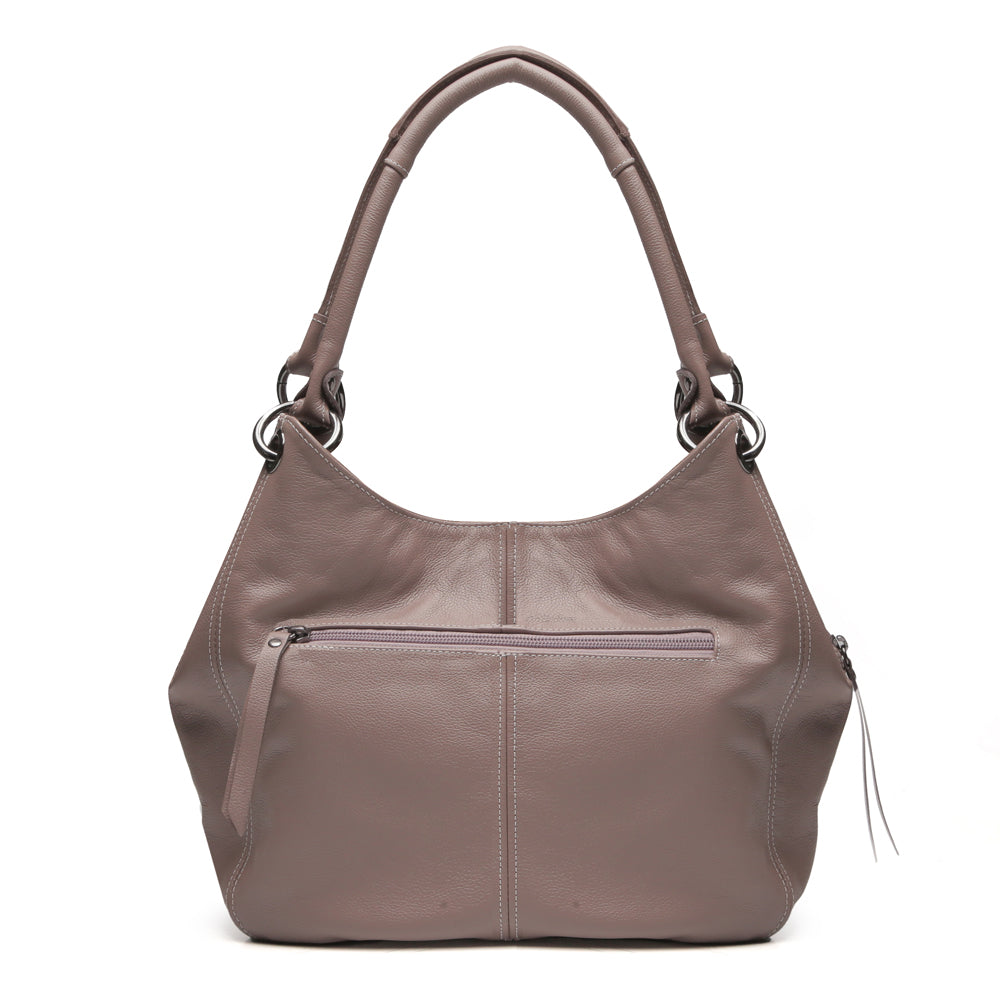 Bolsa Saco Com Divisórias Couro Cinza Charlotte