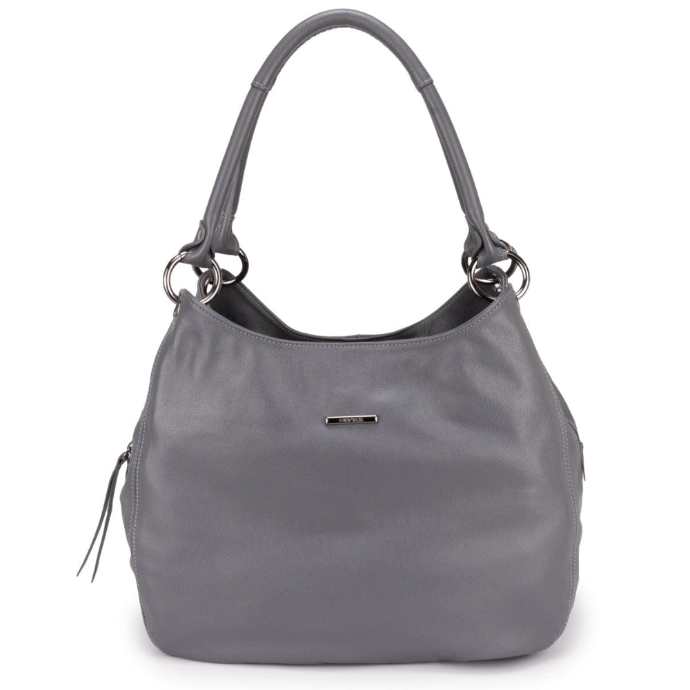 Bolsa Saco Com Divisórias Couro Grafite Charlotte