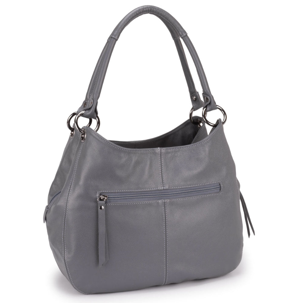 Bolsa Saco Com Divisórias Couro Grafite Charlotte