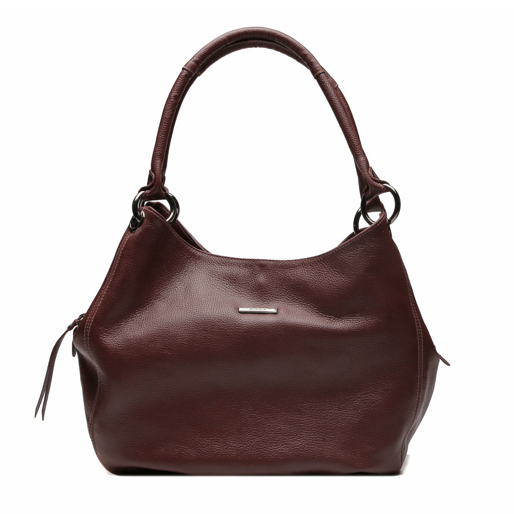 Bolsa Saco Com Divisórias Couro Marrom Chocolate Charlotte