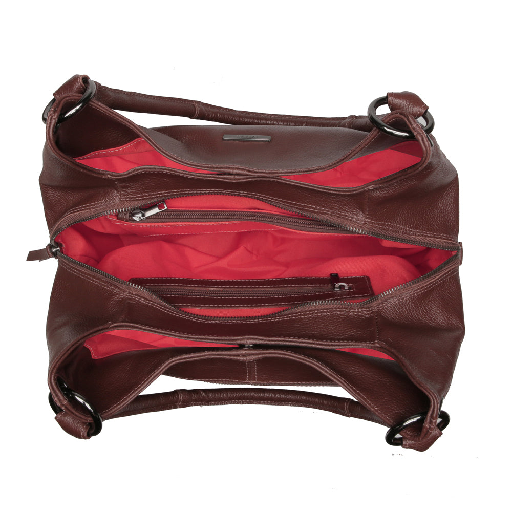 Bolsa Saco Com Divisórias Couro Marrom Chocolate Charlotte