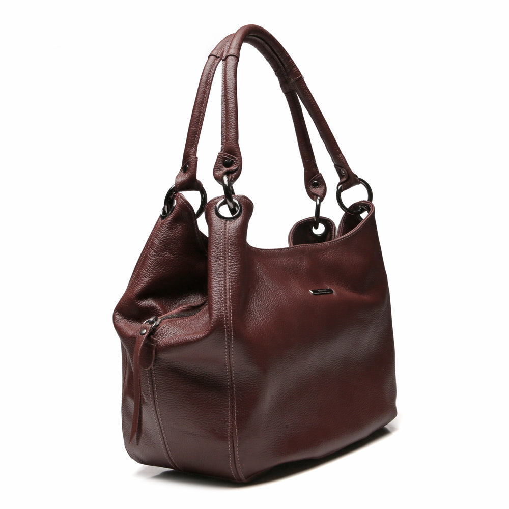 Bolsa Saco Com Divisórias Couro Marrom Chocolate Charlotte