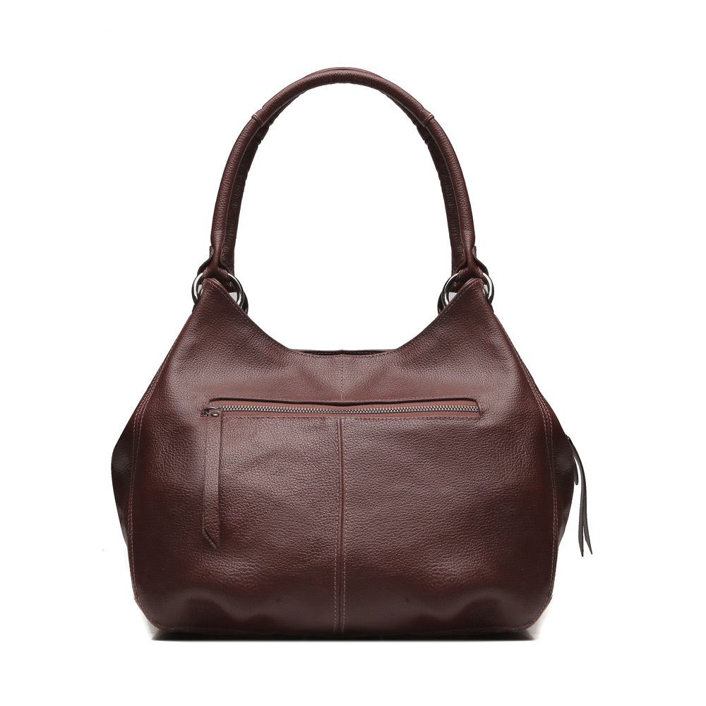 Bolsa Saco Com Divisórias Couro Marrom Chocolate Charlotte