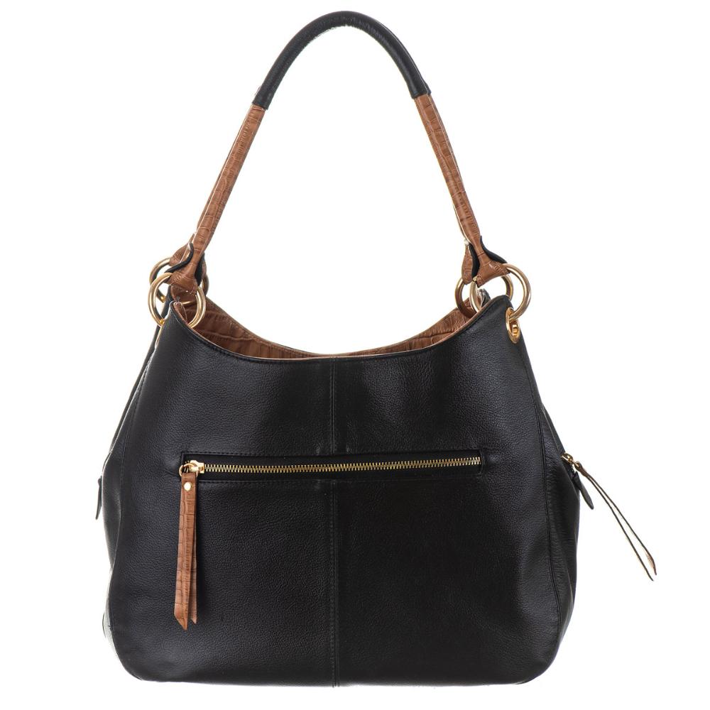 Bolsa Saco Com Divisórias Couro Preto Charlotte