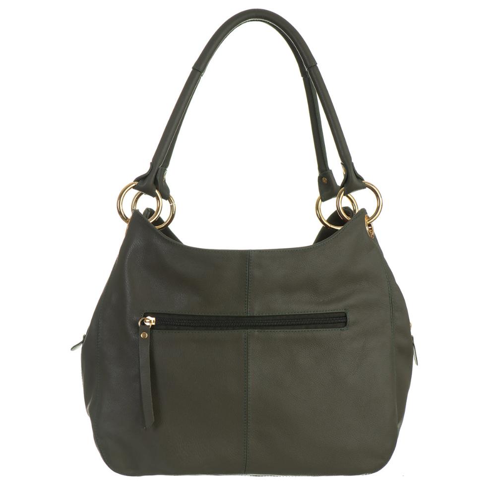 Bolsa Saco Com Divisórias Couro Verde Militar Charlotte