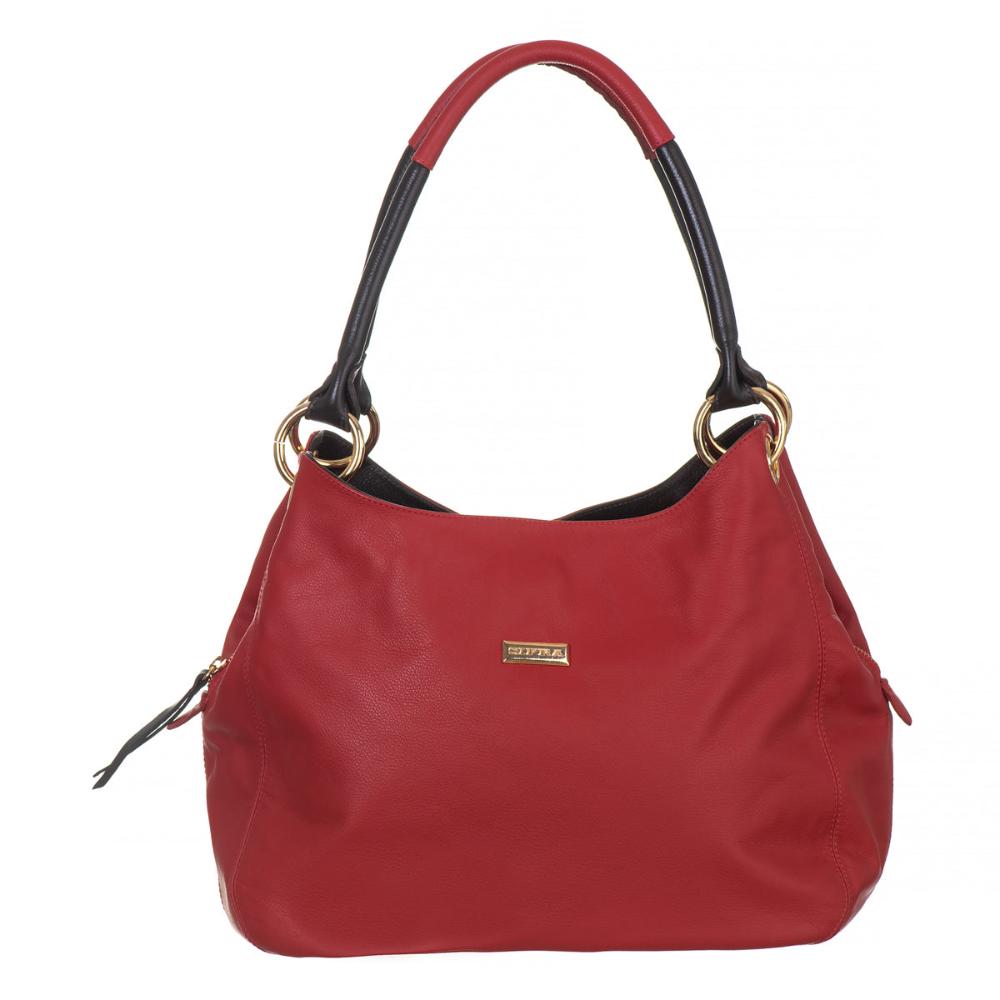 Bolsa Saco Com Divisórias Couro Vermelho Charlotte