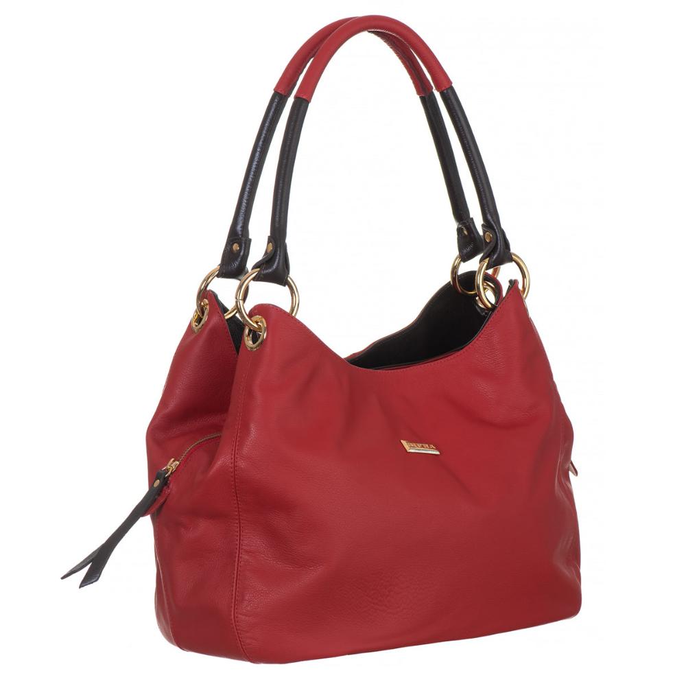 Bolsa Saco Com Divisórias Couro Vermelho Charlotte