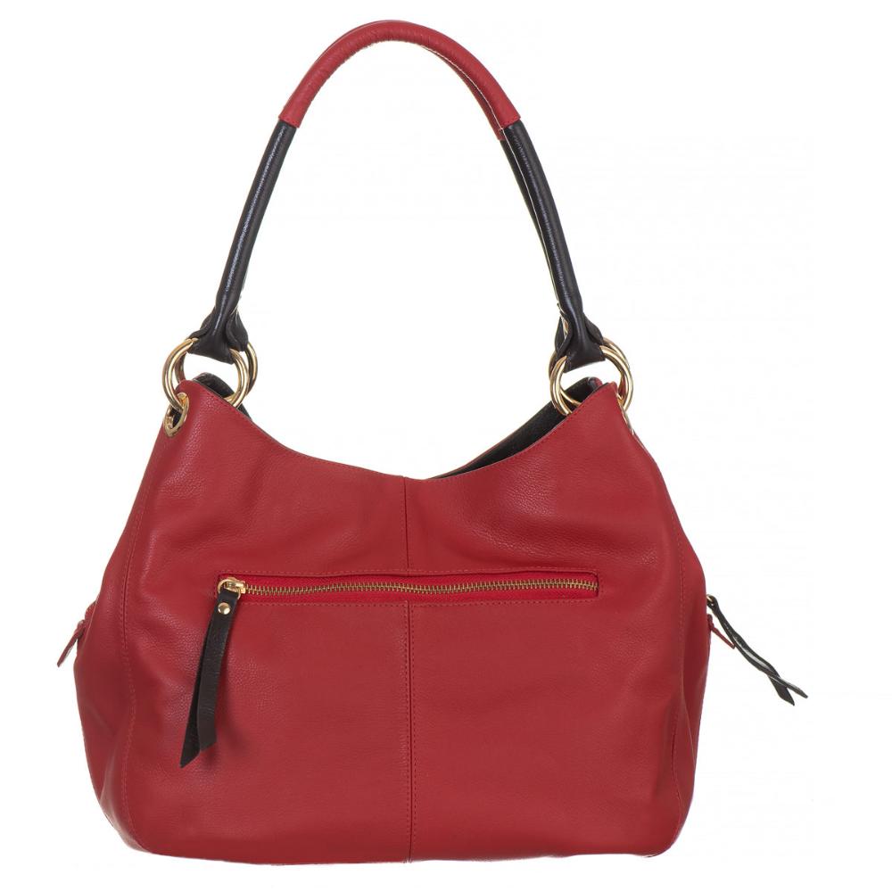 Bolsa Saco Com Divisórias Couro Vermelho Charlotte