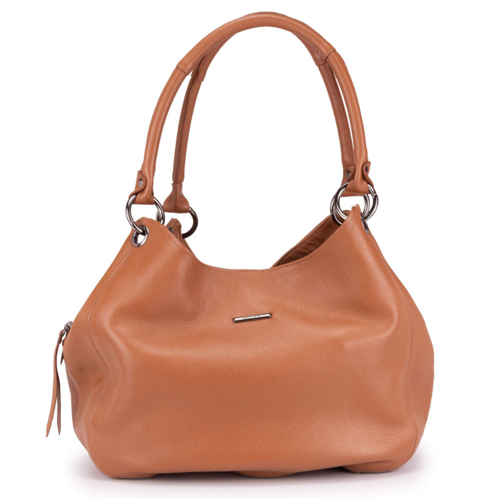 Bolsa Saco Divisórias Couro Caramelo Charlotte