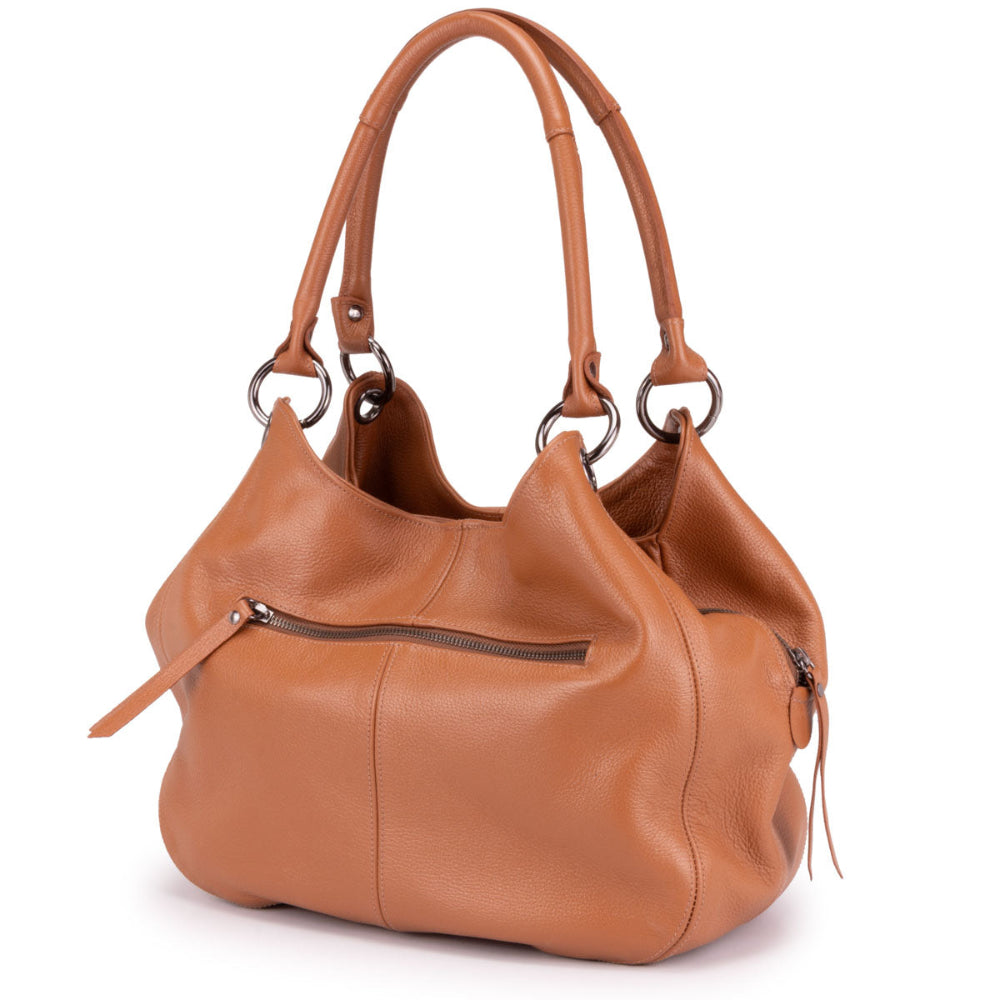 Bolsa Saco Divisórias Couro Caramelo Charlotte