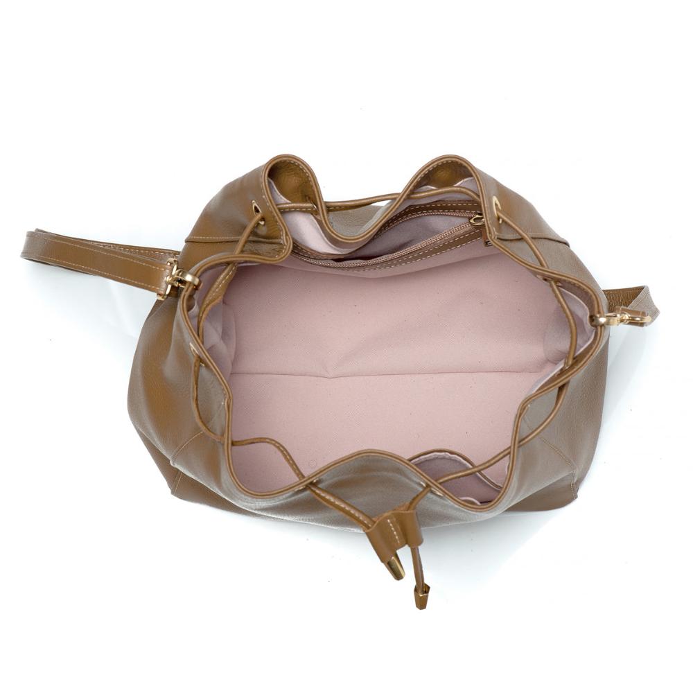 Bolsa Saco Transversal Couro Caramelo Lauren Classic