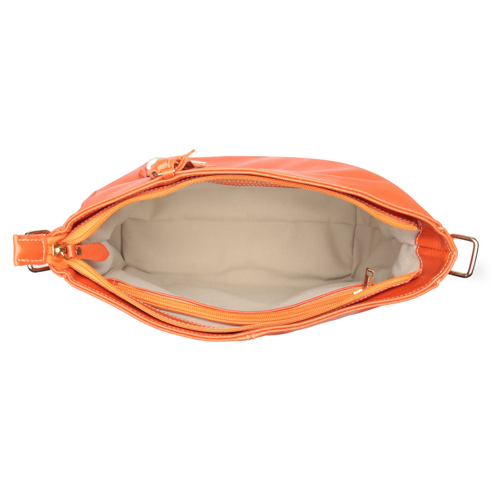 Bolsa Saco Transversal Couro Laranja Rita