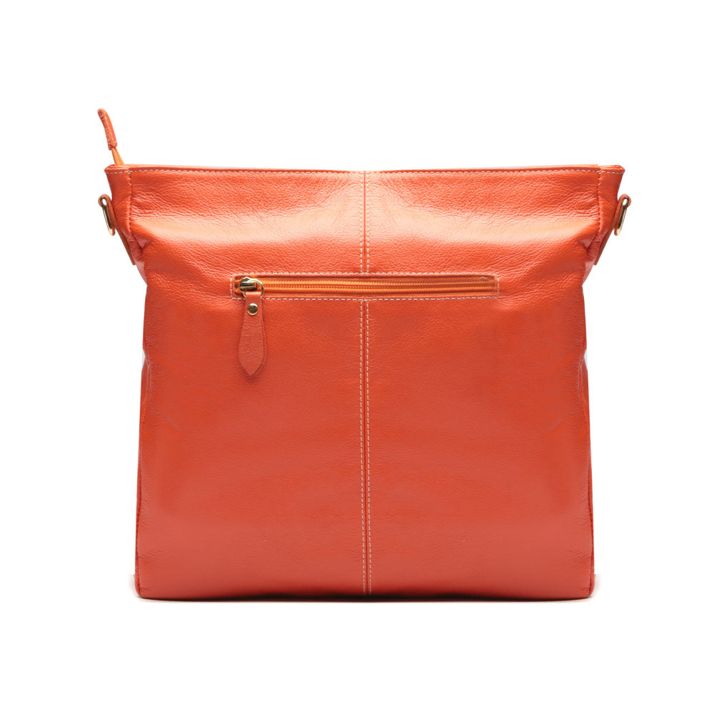 Bolsa Saco Transversal Couro Laranja Rita