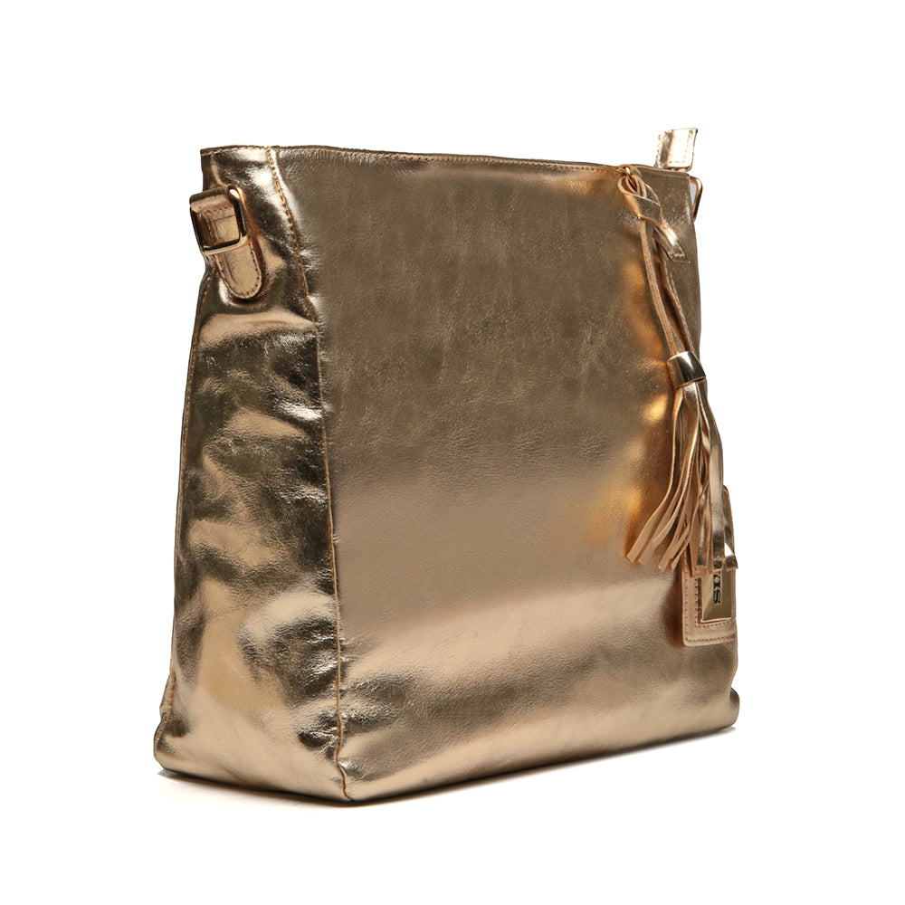 Bolsa Saco Transversal Couro Ouro Rita