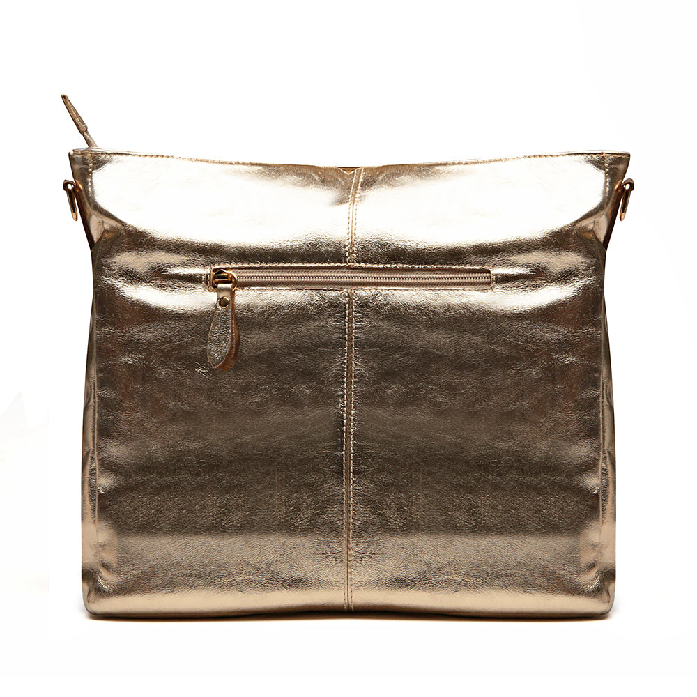 Bolsa Saco Transversal Couro Ouro Rita