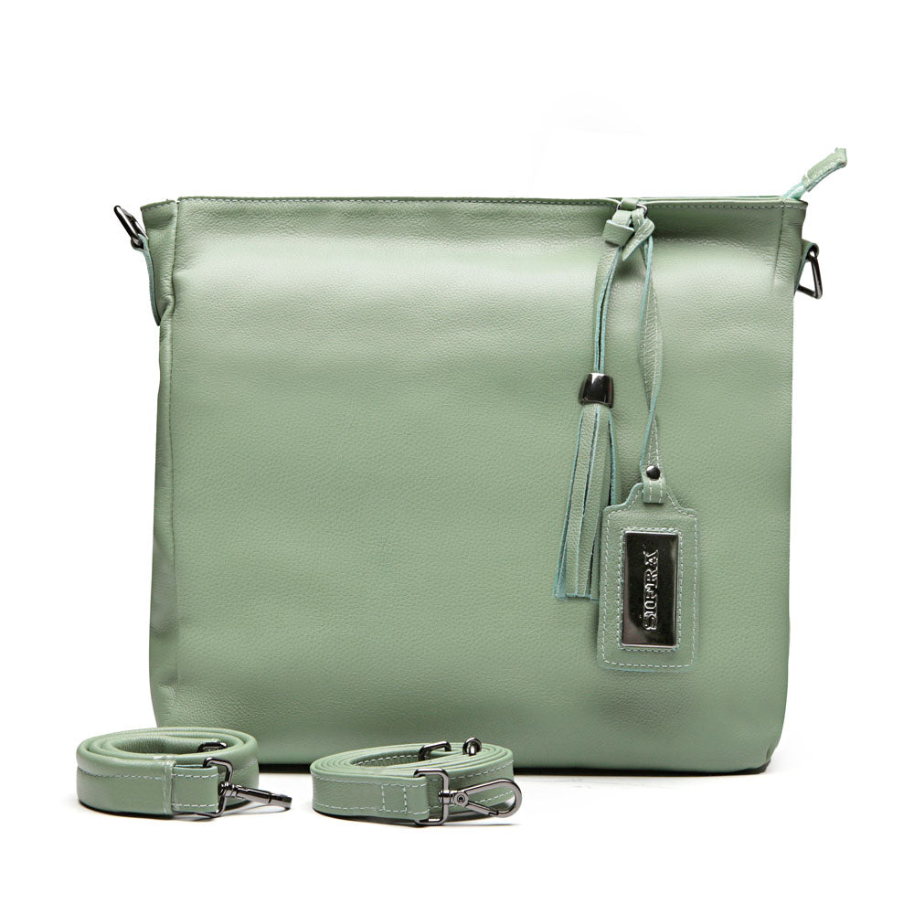 Bolsa Saco Transversal Couro Sálvia Rita