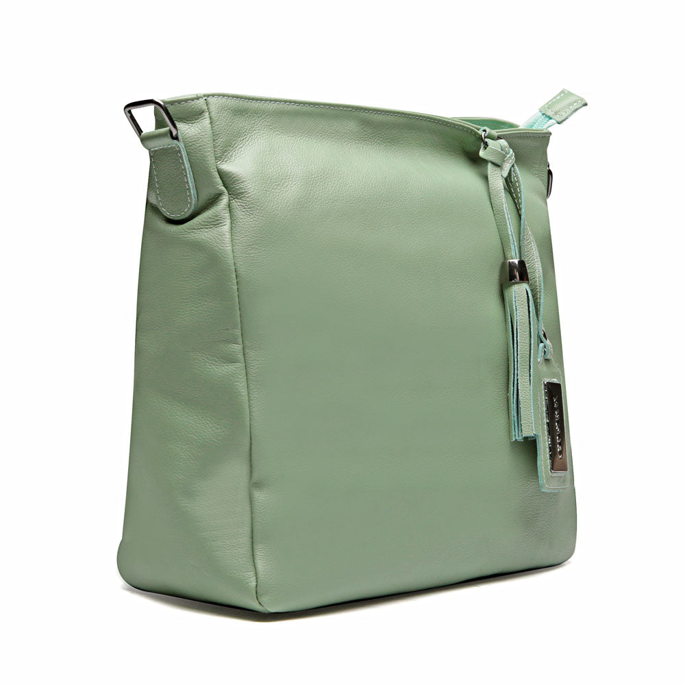 Bolsa Saco Transversal Couro Sálvia Rita