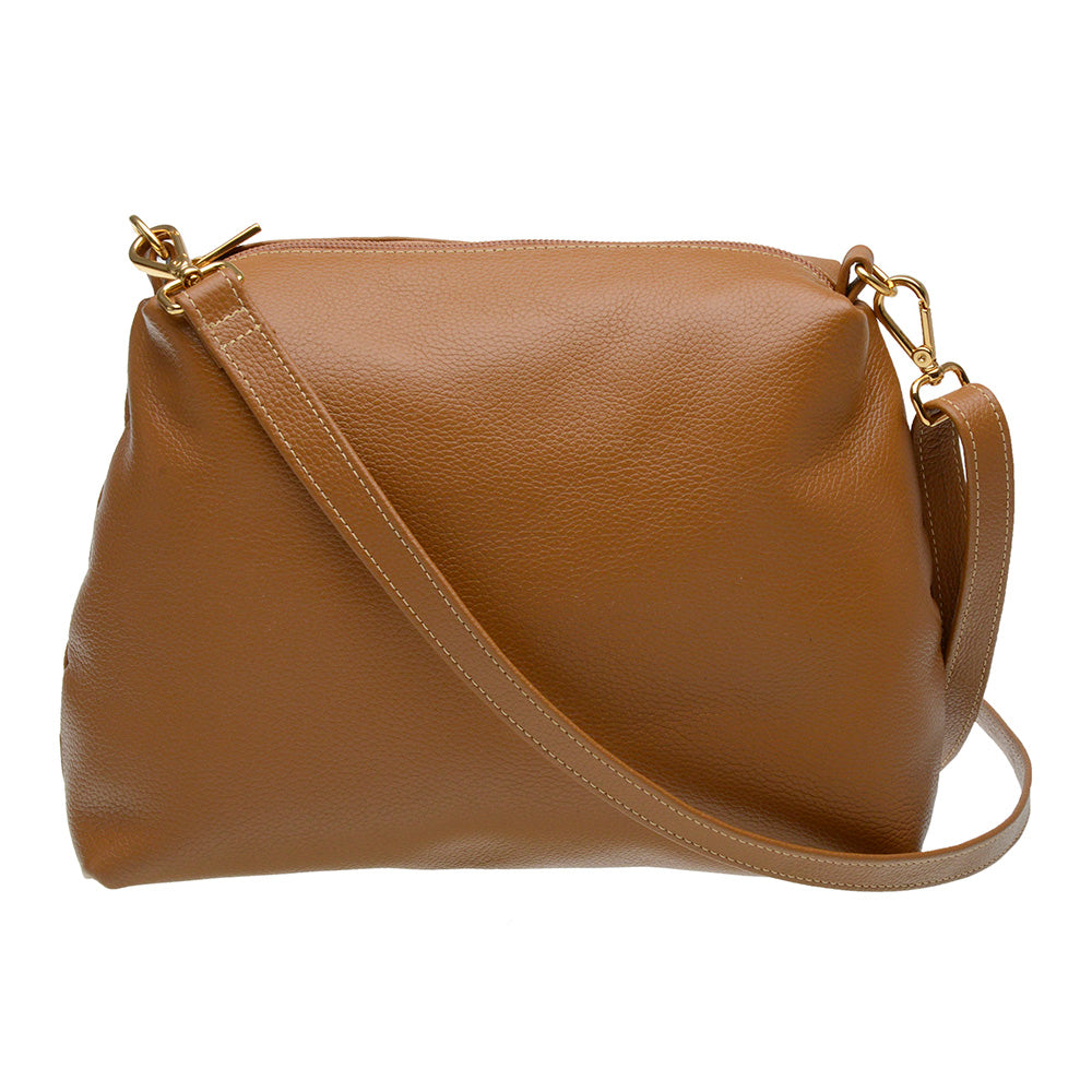 Bolsa Saco com Nécessaire Couro Caramelo Ivy
