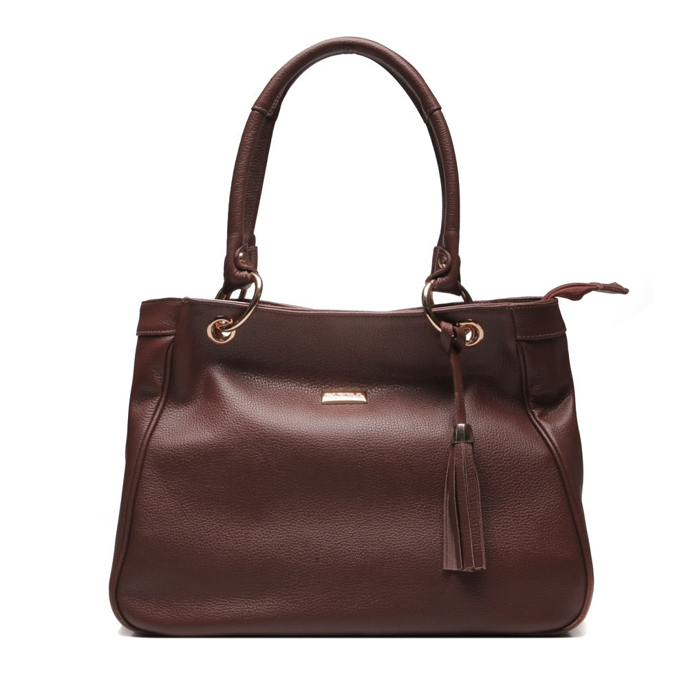 Bolsa Sacola Com Zíper Couro Amêndoa Madison