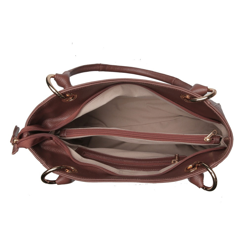 Bolsa Sacola Com Zíper Couro Amêndoa Madison