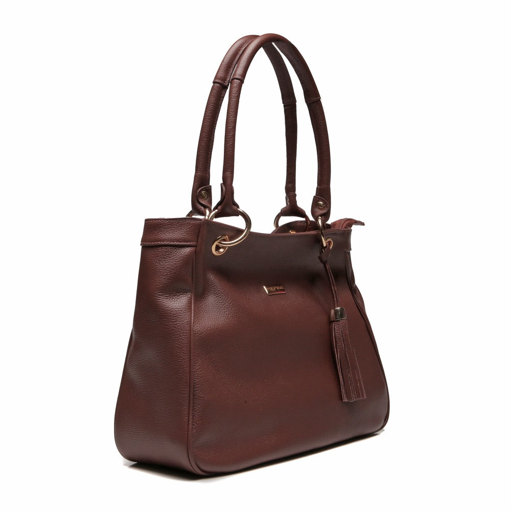 Bolsa Sacola Com Zíper Couro Amêndoa Madison