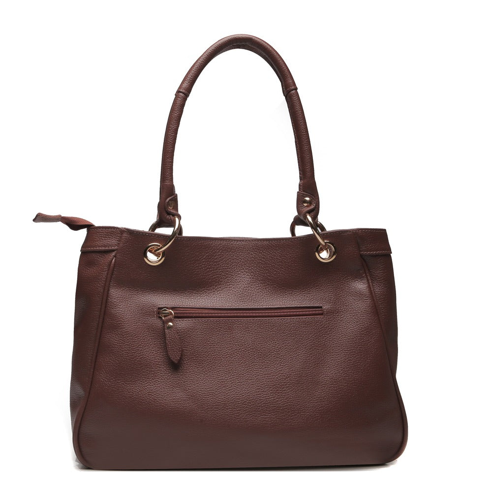 Bolsa Sacola Com Zíper Couro Amêndoa Madison